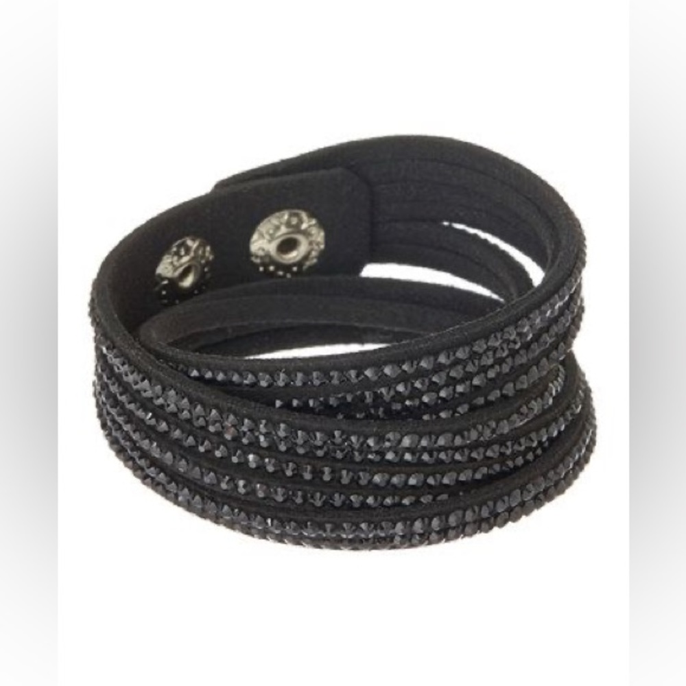 Sevil Designs Black Cubic Zirconia & Faux Suede Wrap Bracelet (size OS)